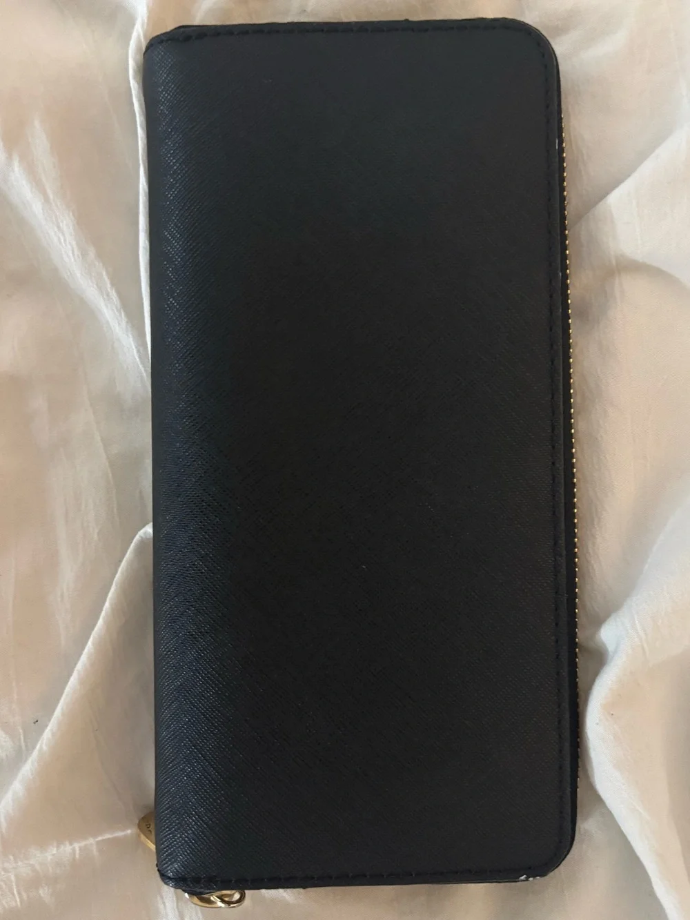 Michael Kors Black Zip Wallet with Gold MK Emblem